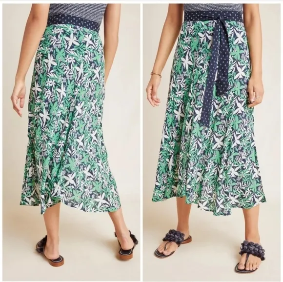 🦚Anthropologie Velvet By Graham &amp; Spencer Susannah Wrap Midi Skirt. Size S